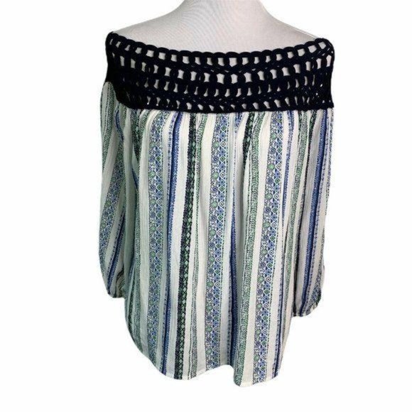 Lulumari-Off The Shoulder Braided Neckline Top - Picture 1 of 9